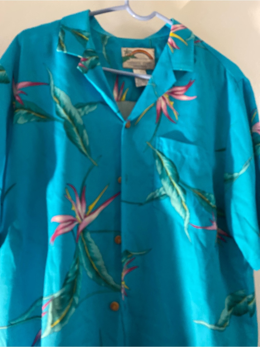 Turquoise Floral Short-Sleeve Button-Down Shirt